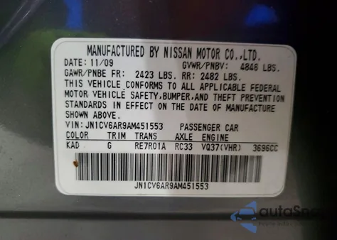 2010 Infiniti G37 z USA, uszkodzony, nr VIN JN1CV6AR9AM451553